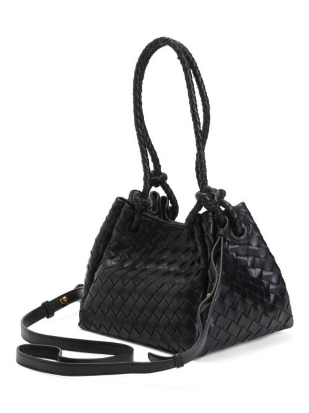 WALTER BAKER Leather Kinsley Hand Woven Double Handle Small Tote - Picture 4 of 5